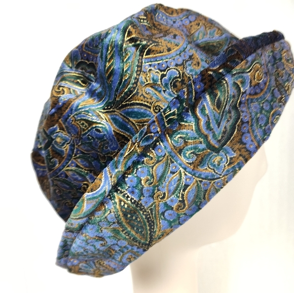 💠 vintage velour velvet paisley bucket hat 60s y2k boho hippie - Picture 7 of 9
